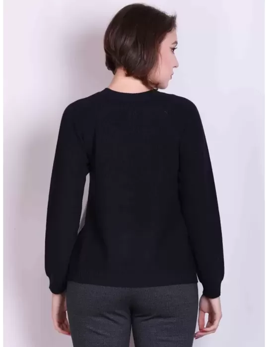 Riva Tricot Maglificio di Nibionno | Maglione blu con davanti camoscio