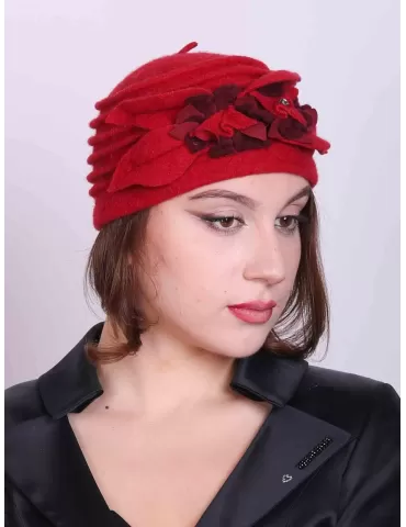 Cappelli donna Complit | Cappello rosso cuffia lana cotta con ricamo