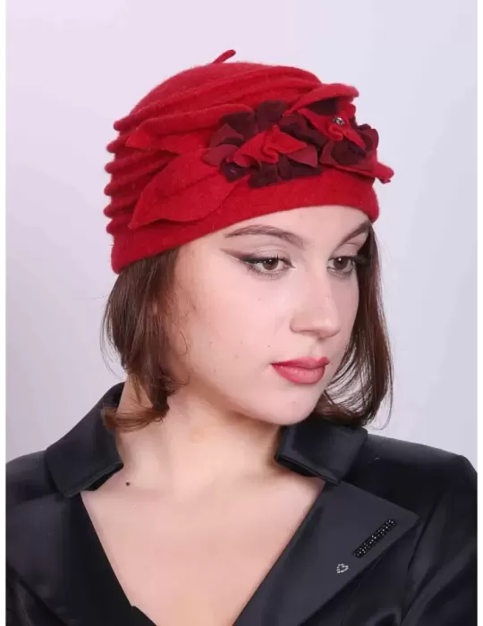 Compit Italian Hats | Red boiled wool pillbox winter hat for women Compit Italian Hats | Red boiled wool pillbox winter hat for women