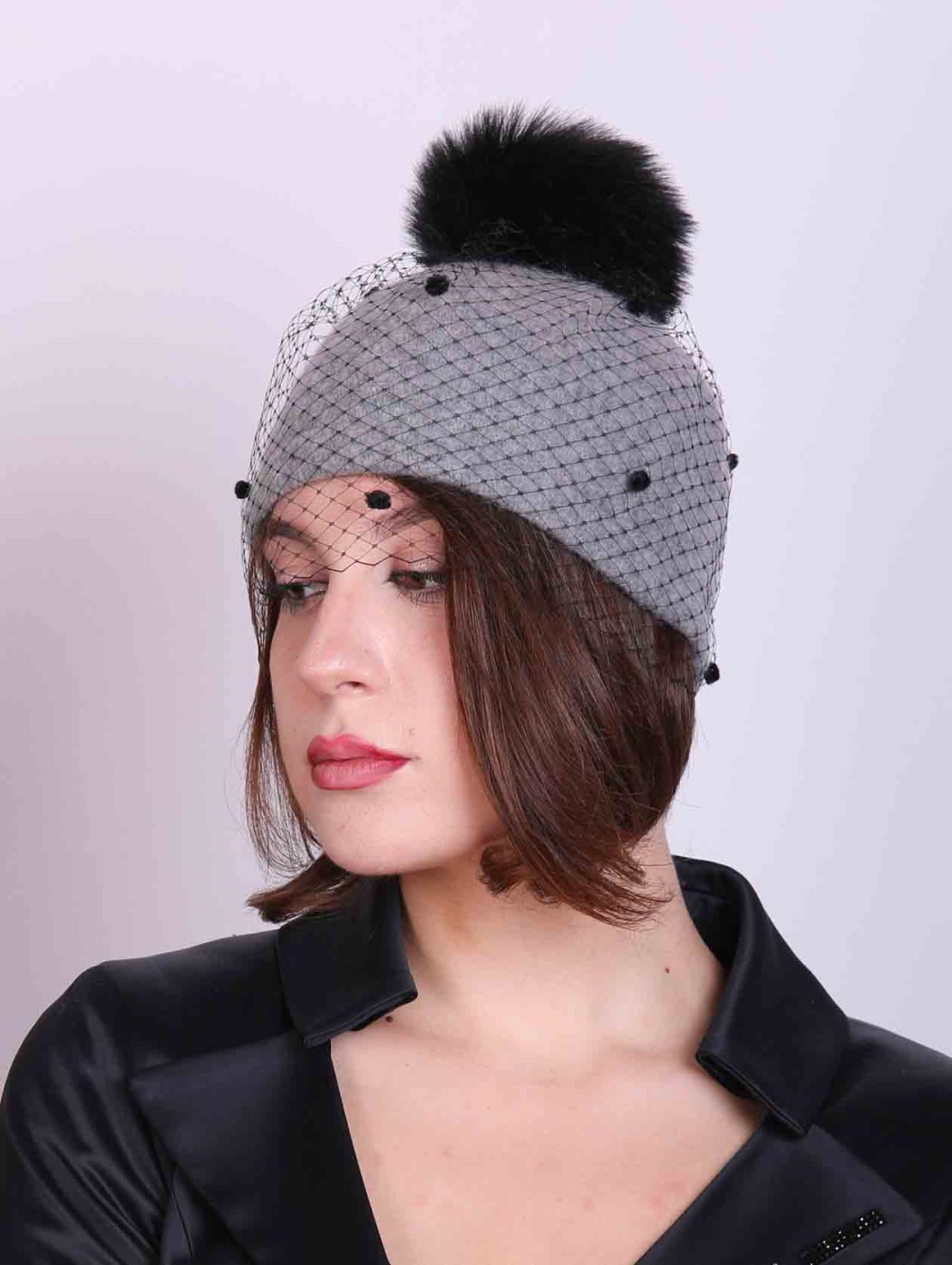 Grey wool beanie winter hat...