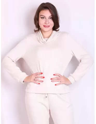 Rubamori Milano | Tuta pantaloni e maglia dolcevita bianco con trecce 2