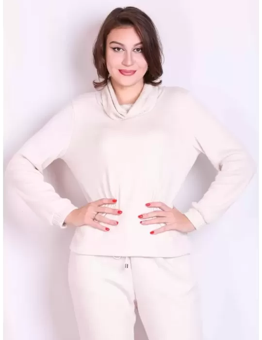 Rubamori Milano | Tuta pantaloni e maglia dolcevita bianco con trecce