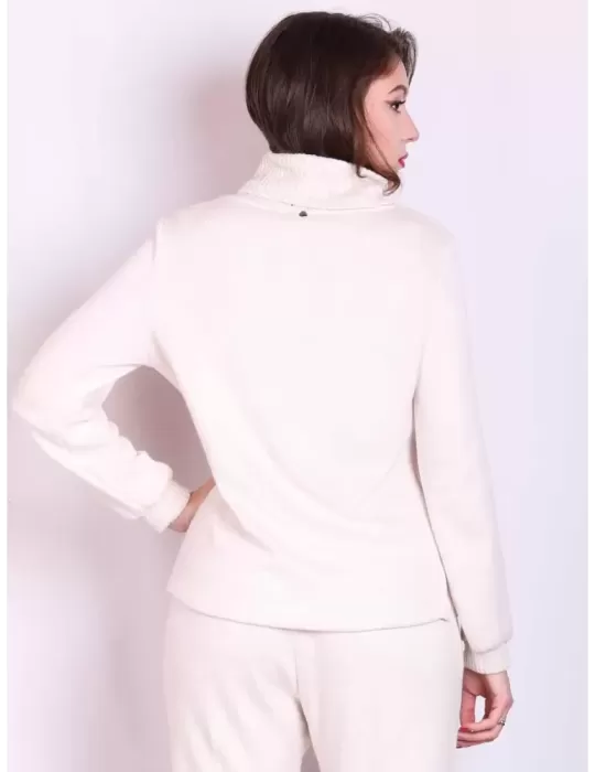 Rubamori Milano | Tuta pantaloni e maglia dolcevita bianco con trecce