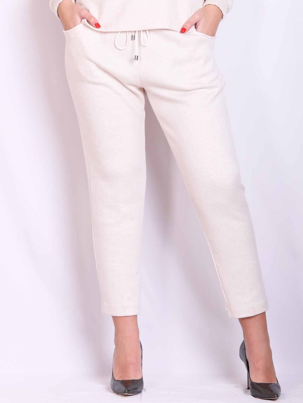 Milky white wool trousers...