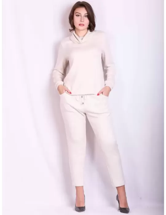 Rubamori Milano | Tuta pantaloni e maglia dolcevita bianco con trecce Rubamori Milano | Tuta pantaloni e maglia dolcevita bianco con trecce