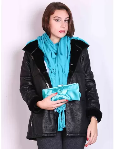 Giacca donna montone pelliccia ecologica giaccone nero fino alla tg 54 2