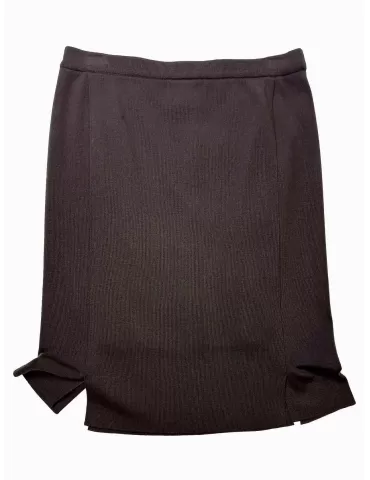 Aldo Colombo Italy | Brown merino wool pencil skirt with splits 2