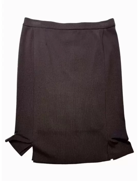 Aldo Colombo Italy | Brown merino wool pencil skirt with splits