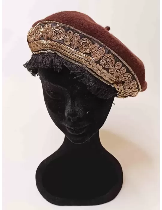 Compit Italian Winter Hats | Fuchsia cashmere sequins and fur beanie Compit Italian Winter Hats | Fuchsia cashmere sequins and fur beanie