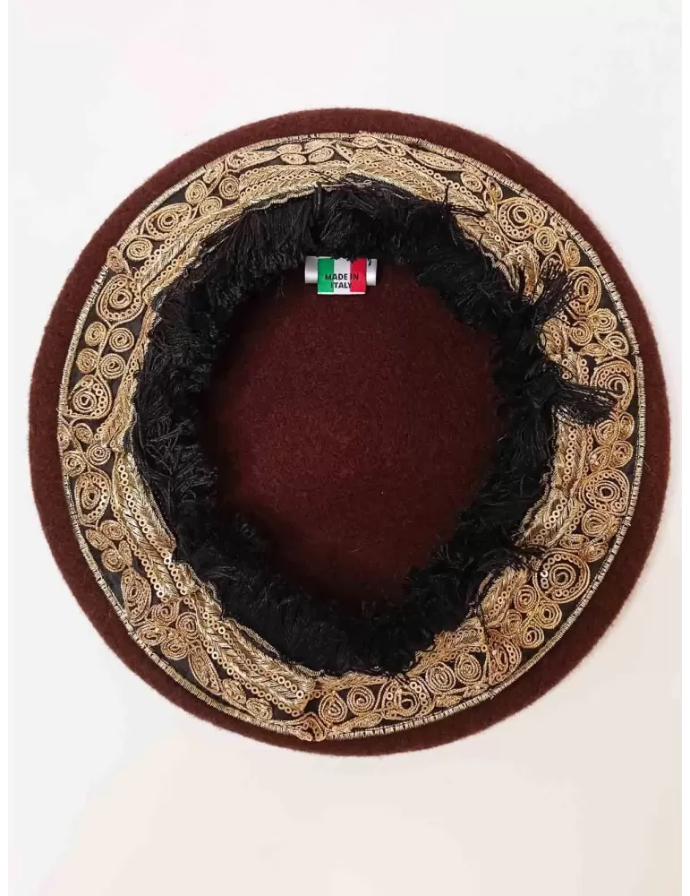 Compit Italian Winter Hats | Fuchsia cashmere sequins and fur beanie