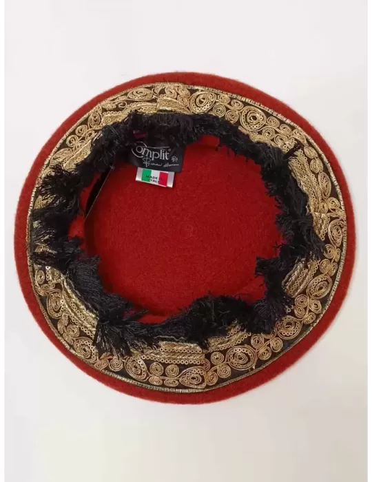 Cappelli Complit | Basco marrone con frangia e passamaneria dorata