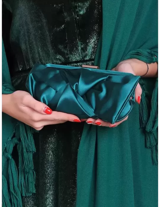 Green silk wedding bag with ribbon | Anna Cecere acx693 | Buy online