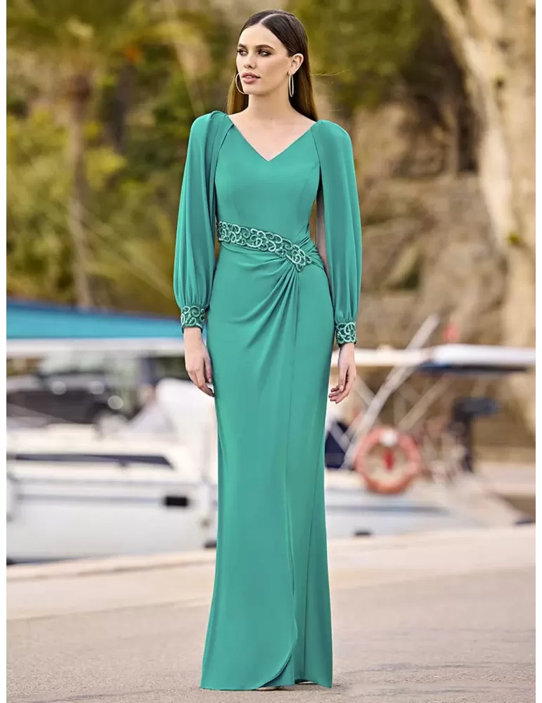 Sonia Pena green long formal dress with embroidery Sonia Pena green long formal dress with embroidery
