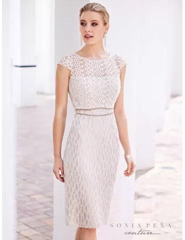 Sonia Pena Couture 1231006 | Abito e giacca broccato oro fino a tg 54 2