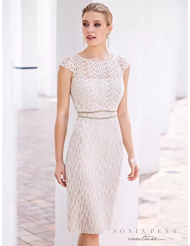 Sonia Pena Couture 1231006 | Abito e giacca broccato oro fino a tg 54