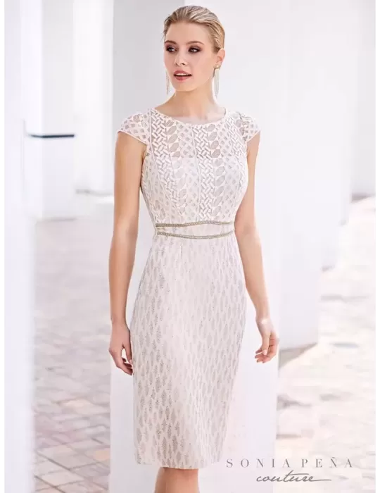 Sonia Pena Couture 1231006 | Abito e giacca broccato oro fino a tg 54
