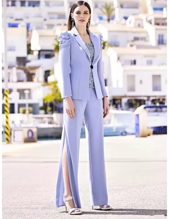 Sonia Pena 1230023 | Light blue three pieces jacket and pants suit Sonia Pena 1230023 | Light blue three pieces jacket and pants suit