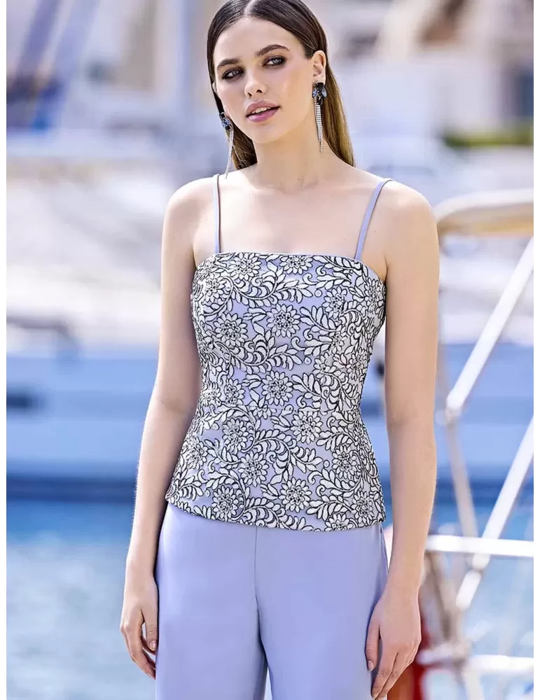 Sonia Pena 1230023 | Light blue three pieces jacket and pants suit