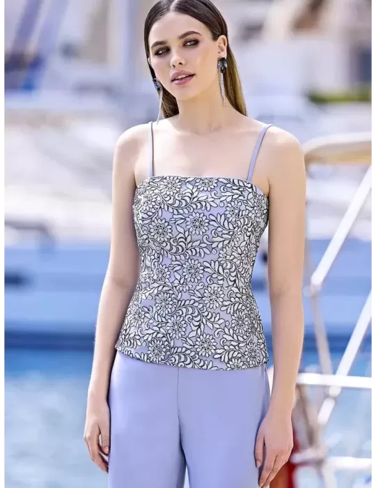 Sonia Pena 1230023 | Light blue three pieces jacket and pants suit