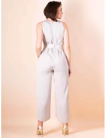 Casting dark blue maxi jumpsuit with gold embroideries 2