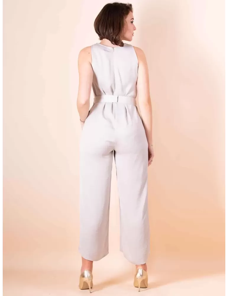 Casting 2023 | Beige maxi jumpsuit with gold embroideries