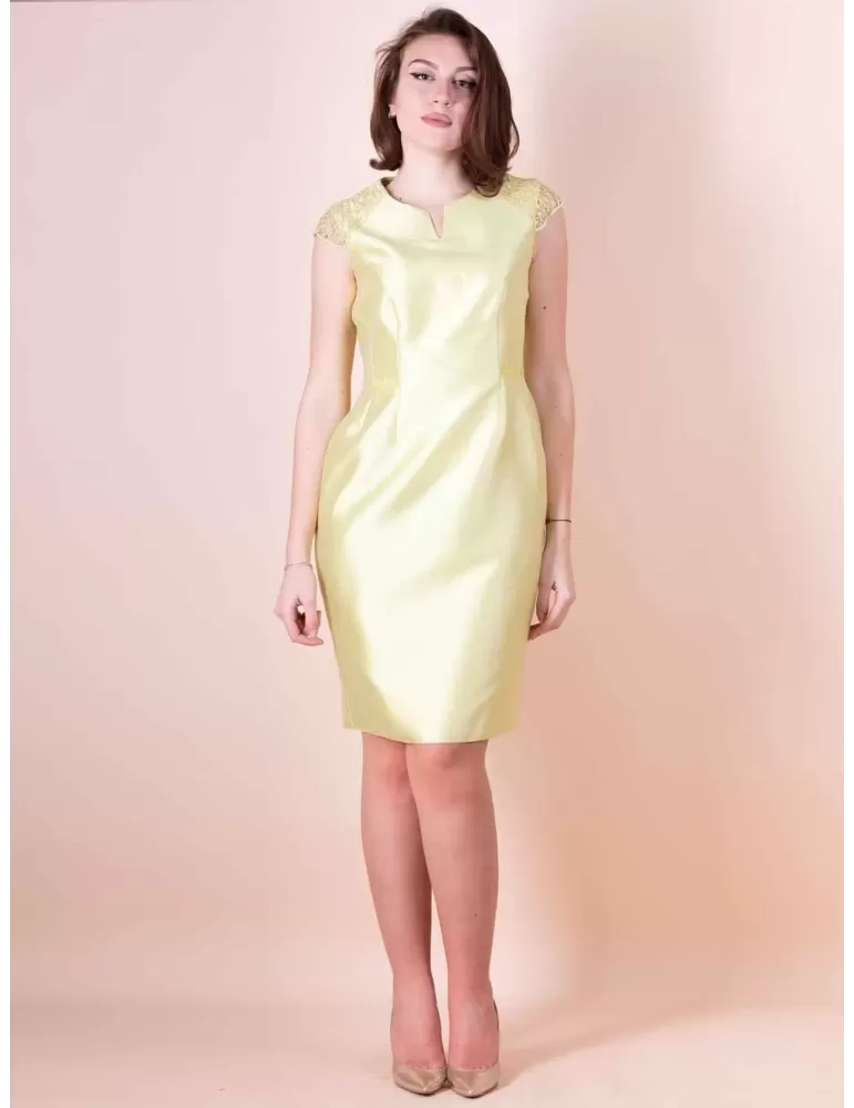 Sonia Pena Couture 11231017 | Abito e spolverino di pizzo giallo