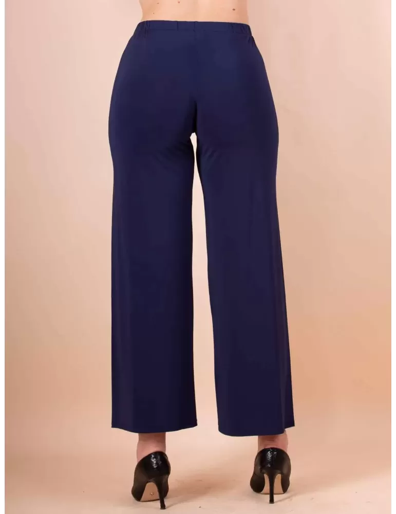 Francesca Mercuriali Pantaloni blu larghi palazzo jersey fino alla 60