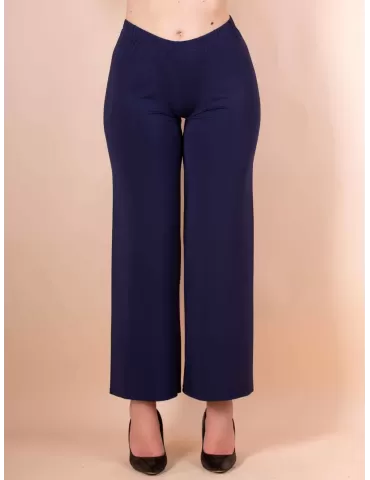Francesca Mercuriali pull on blue jersey palazzo trousers