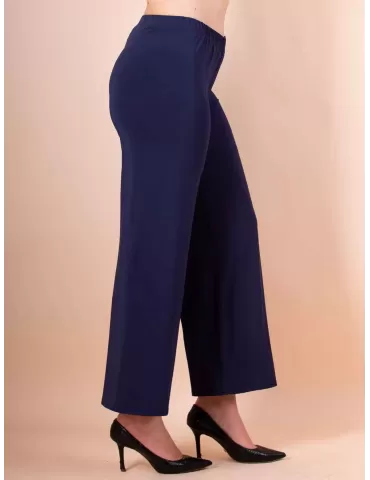 Francesca Mercuriali pull on blue jersey palazzo trousers 2