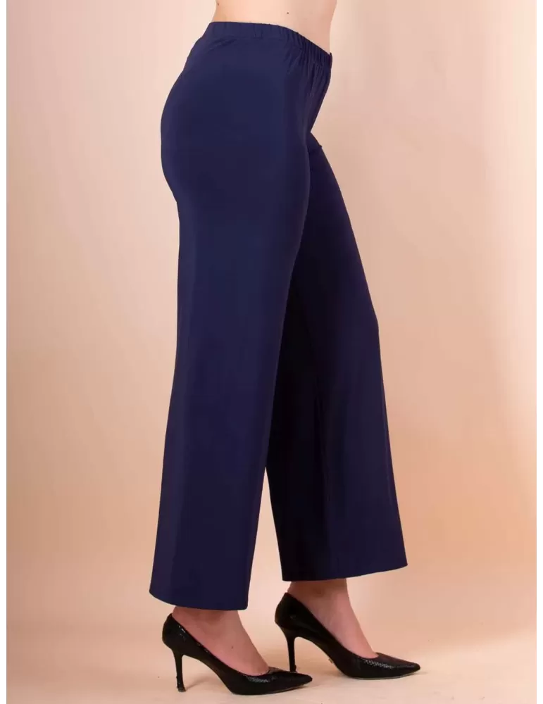 Francesca Mercuriali Pantaloni blu larghi palazzo jersey fino alla 60