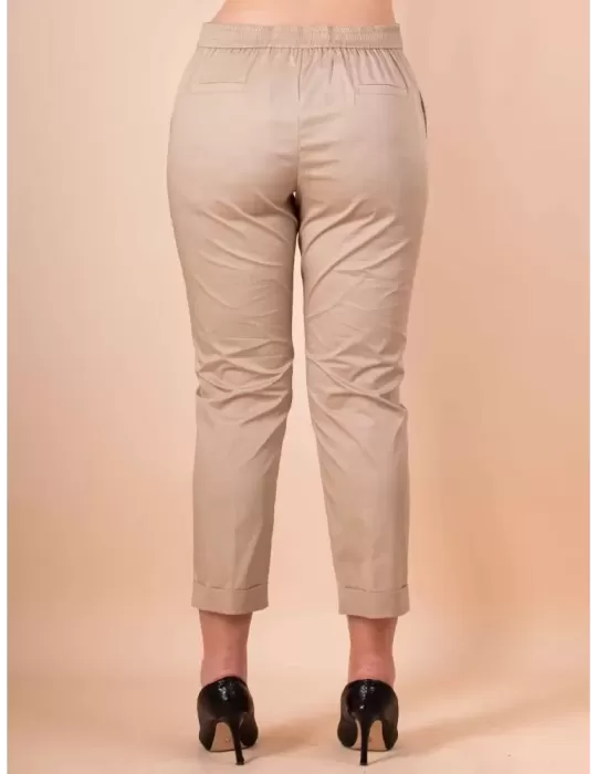 Volpato Italy | Beige sand light cotton canvas long trousers