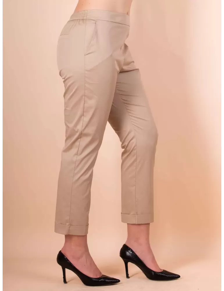 Volpato Italy | Beige sand light cotton canvas long trousers