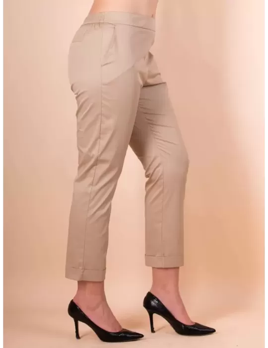 Volpato Italy | Beige sand light cotton canvas long trousers