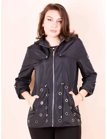Ananke by Fuego Woman | Giubbotto nero primavera borchie fino alla 52