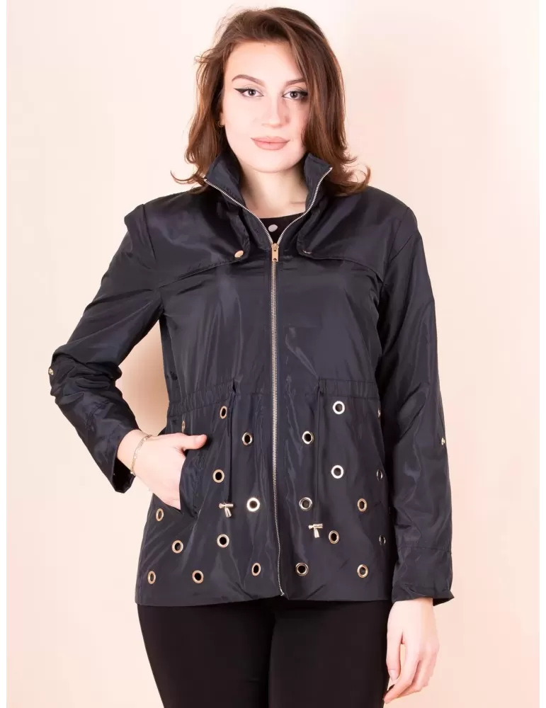 Ananke by Fuego Woman | Giubbotto nero primavera borchie fino alla 52