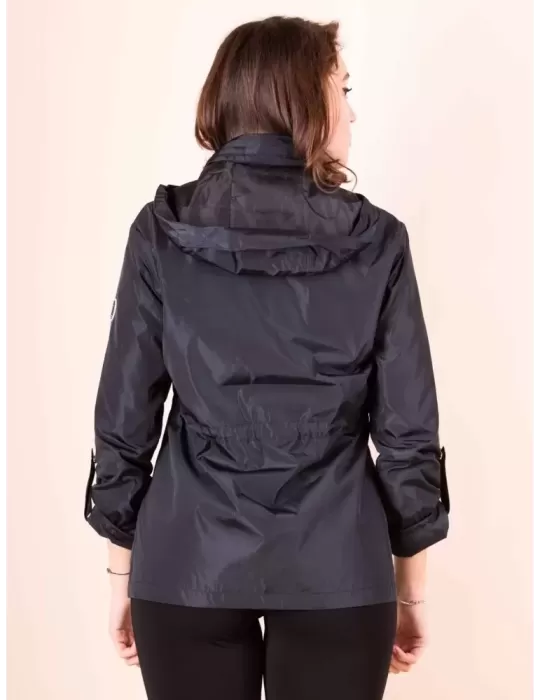 Ladies black raincoat with hood sales