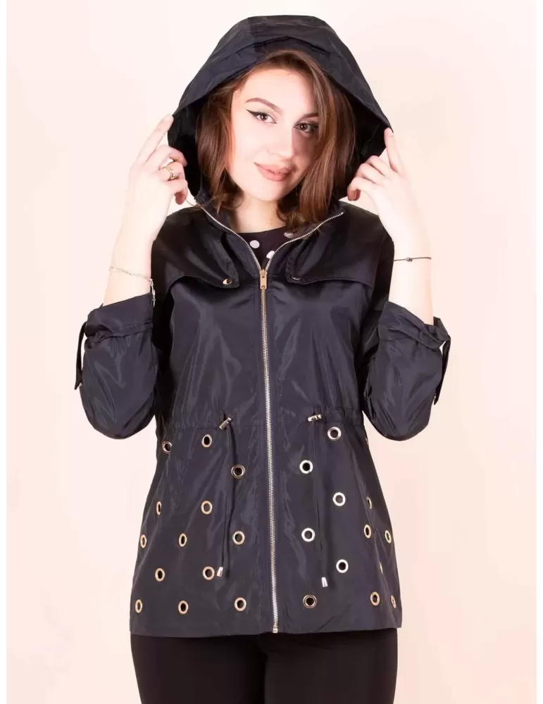 Ananke by Fuego Woman | Giubbotto nero primavera borchie fino alla 52