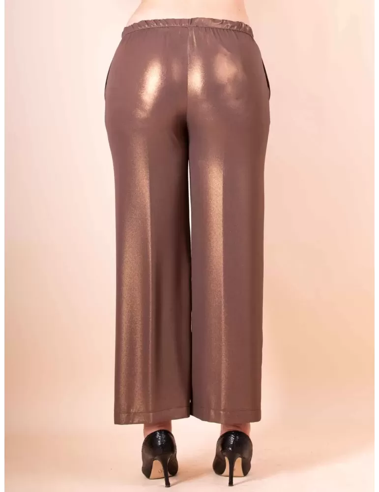 Maesta Milano Pantaloni eleganti marrone bronzo cangiante lurex oro