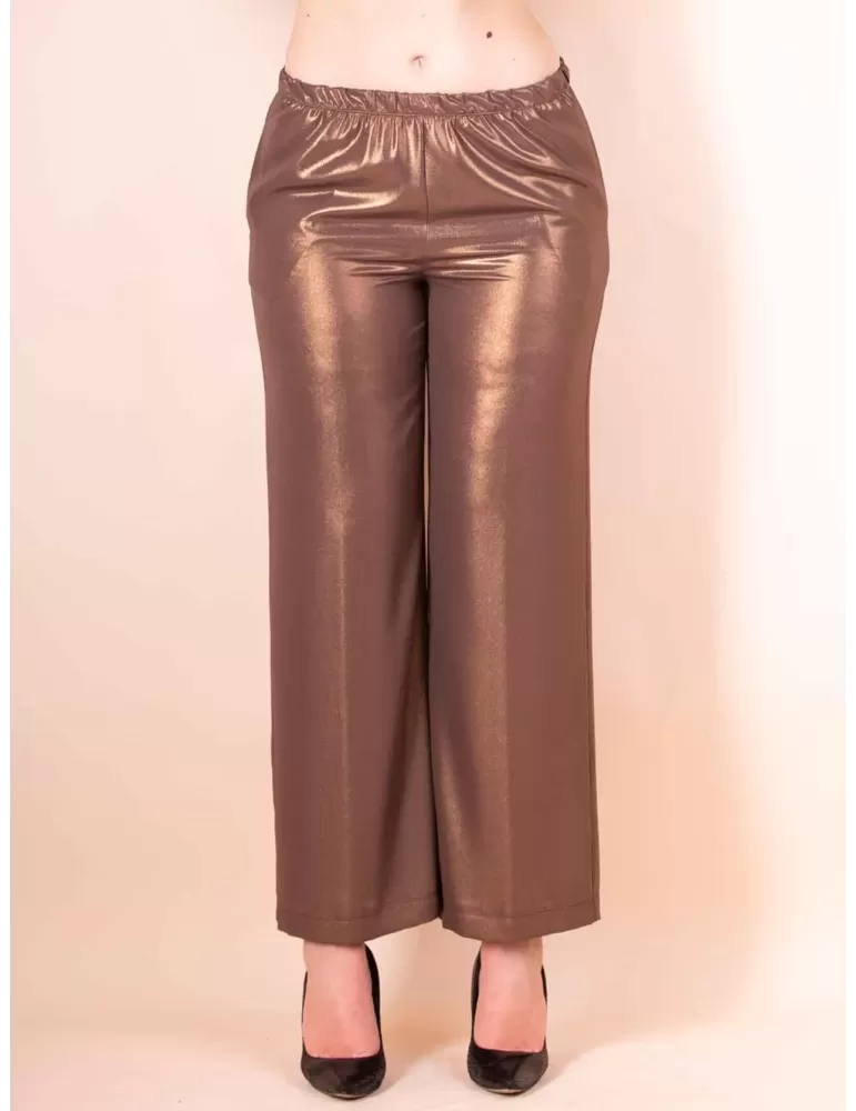 Maesta Milano brown iridescent gold silk palazzo trousers Maesta Milano brown iridescent gold silk palazzo trousers