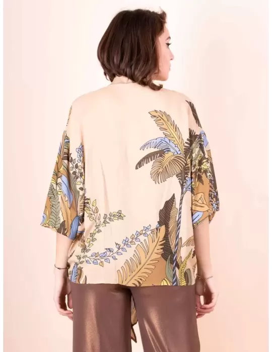 Maesta Milano online | Camicia in crepe verde acqua con sciarpetta