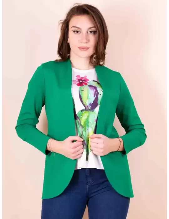 Volpato Emerald Green open long Blazer Jacket Plus size available Volpato Emerald Green open long Blazer Jacket Plus size available
