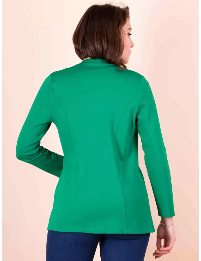 Volpato emerald green open long blazer jacket