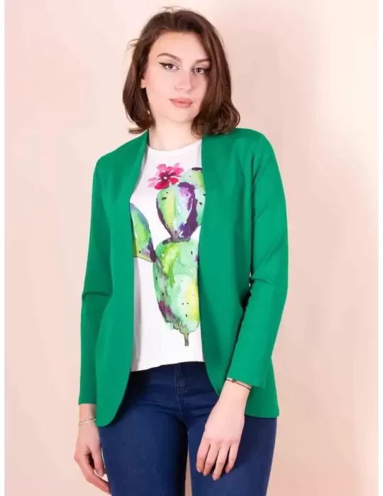 Volpato Emerald Green open long Blazer Jacket Plus size available