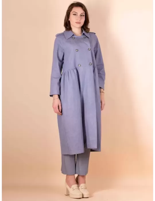 Maesta Milano light blue denim cotton long duster jacket