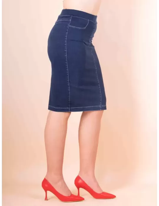 Gonna blu tubino di jeans con spacco dietro | Francesca Mercuriali