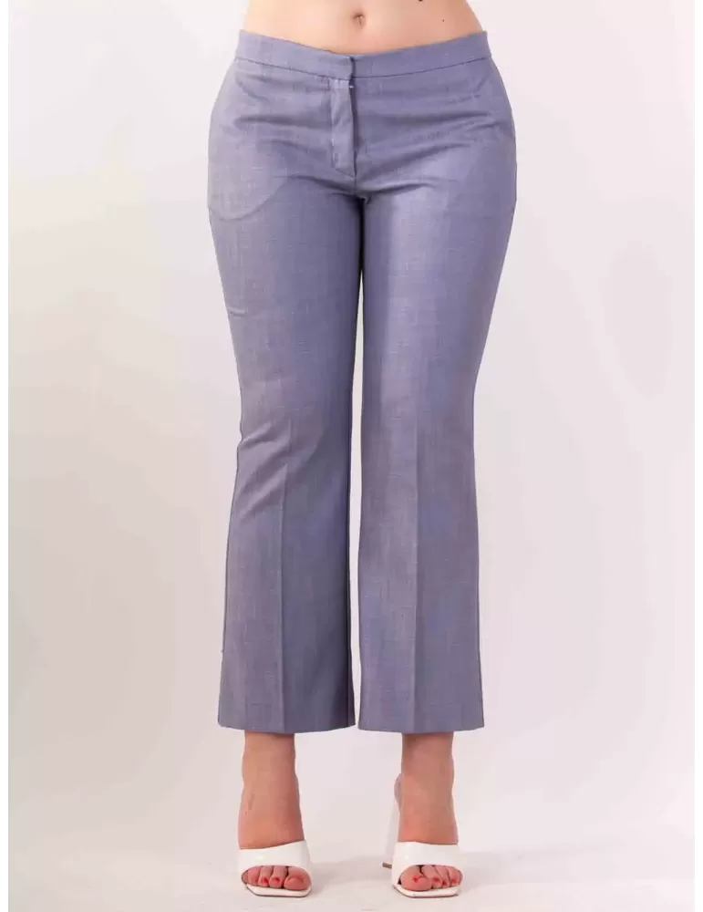 Maesta Milano Italy | Light blue denim cotton flared trousers Maesta Milano Italy | Light blue denim cotton flared trousers