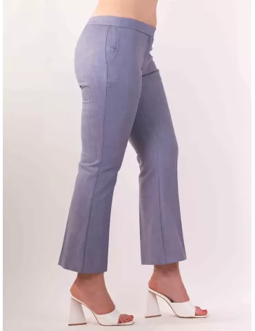 Maesta Milano Italy | Light blue denim cotton flared trousers 2
