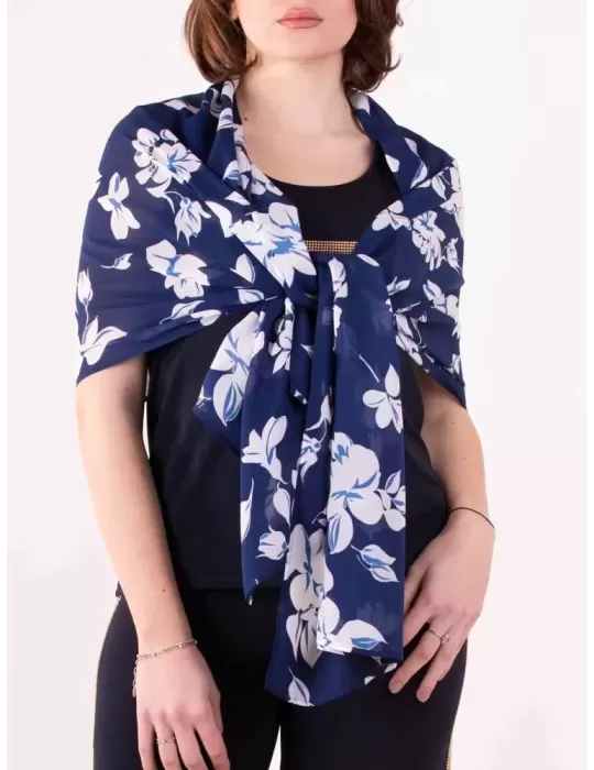 Francesca Mercuriali blue and white flowers printed silk scarf