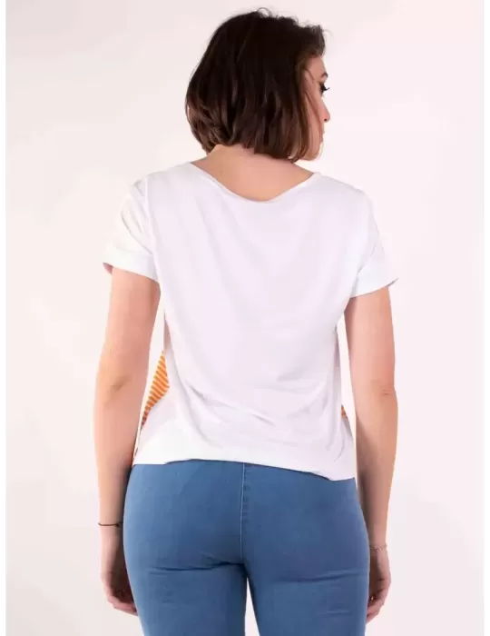 Frida Madè white t-shirt fuchsia and orange front printed