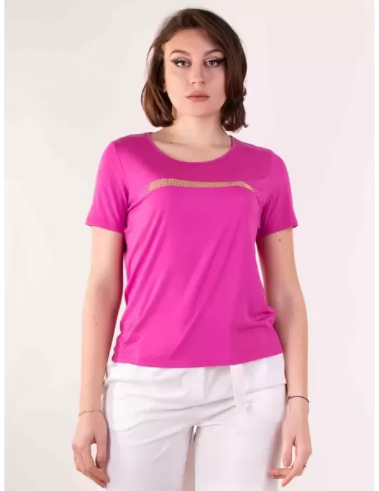 Francesca Mercuriali online | T-shirt fucsia borchie fino alla tg 58